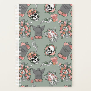 Green Floral Skeleton Planner
