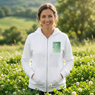 Green Floral Swirls and White Blossoms Hoodie