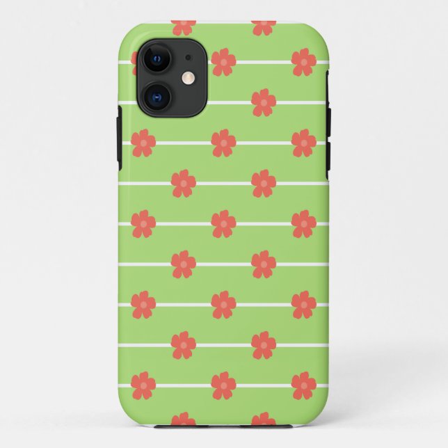 Green Floral Tiles Case-Mate iPhone Case (Back)