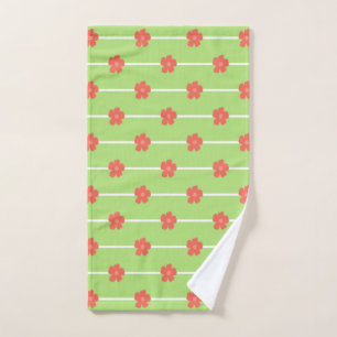 Green Floral Tiles Hand Towel