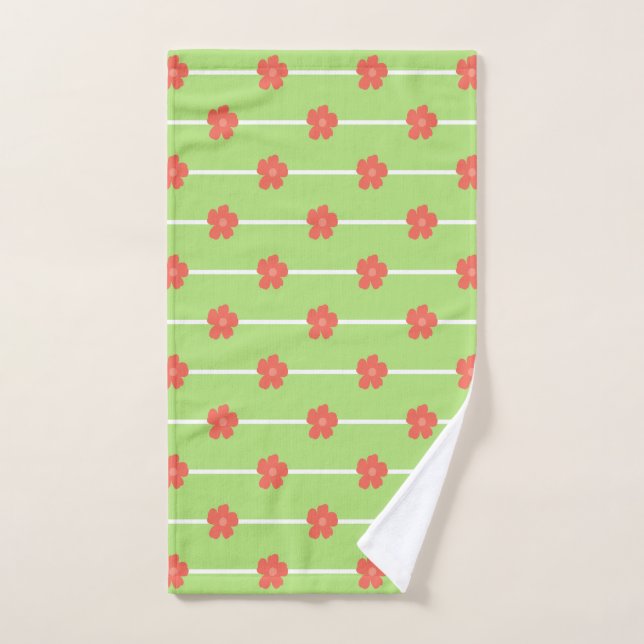 Green Floral Tiles Hand Towel (Hand Towel)