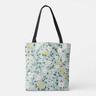 Green Floral Tote Bag