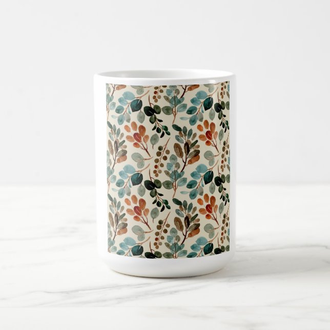 Green Floral Travel Flower Modern Coffee Lover Coffee Mug (Center)