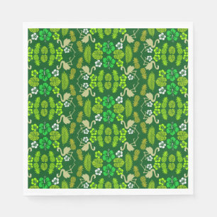 Green Floral Tropical Fruit Patterned Napkin
