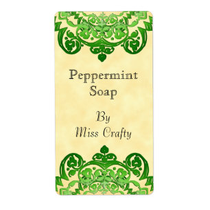 Green Floral Vintage Art Custom Label Template