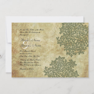 Green Floral Vintage Wedding Invitations