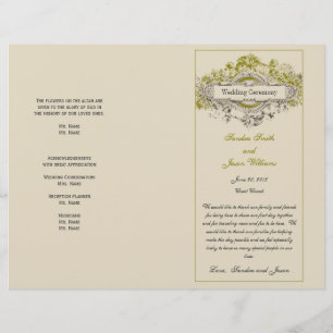 Green Floral Vintage Wedding Program