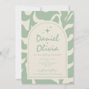 Green Floral Vintage with Photo Wedding Invitation