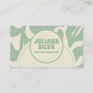 Green Floral Vintage with QR Business Card