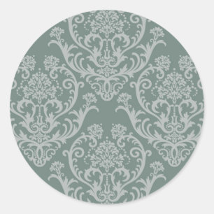 Green floral wallpaper classic round sticker