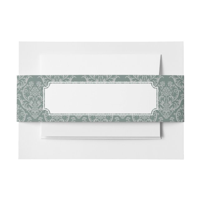 Green floral wallpaper invitation belly band (Front Example)