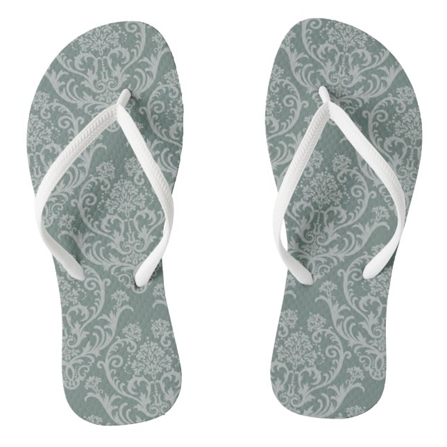 Green floral wallpaper jandals (Footbed)