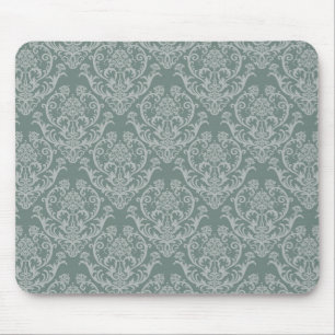 Green floral wallpaper mouse pad