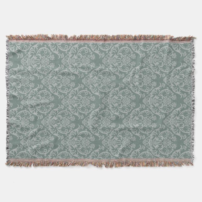 Green floral wallpaper throw blanket (Front)