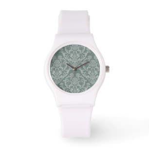 Green floral wallpaper watch