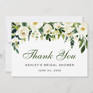Green Floral Watercolor Bridal Shower Thanks Invitation