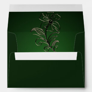 Green Floral Wedding Envelope
