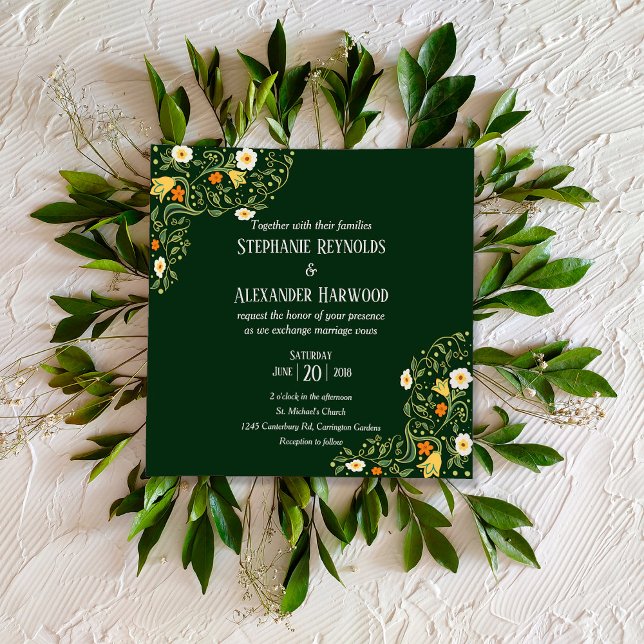 Green Floral Wedding Invitation (Creator Uploaded)
