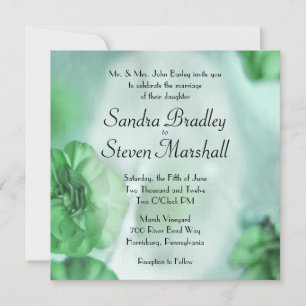 Green Floral Wedding Invitations customise not set