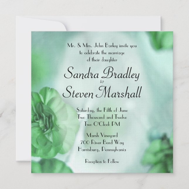 Green Floral Wedding Invitations customise not set (Front)