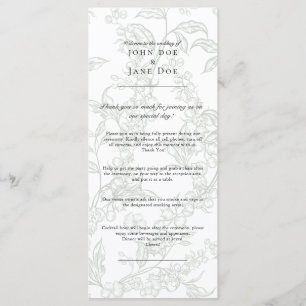 Green Floral Wedding Program Programme