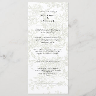 Green Floral Wedding Programs Programme