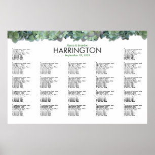 Green Floral Wedding Reception Seating Chart
