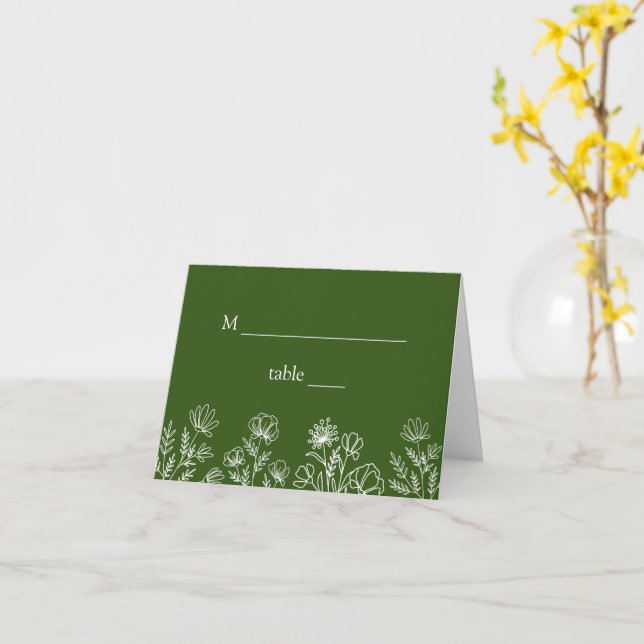 Green floral wedding reserved place cards (Yellow Flower)