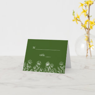 Green floral wedding reserved place cards