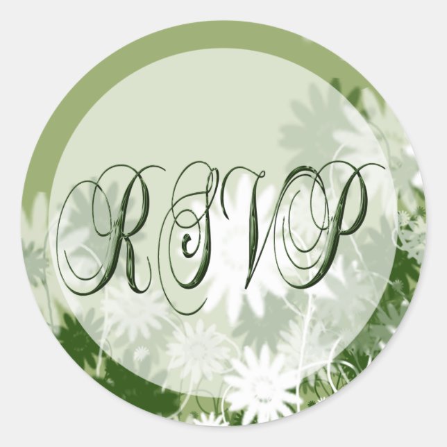 Green Floral Wedding RSVP Seal (Front)