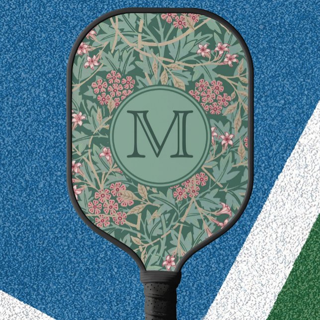Green Floral William Morris Custom Initial Ladies Pickleball Paddle (Creator Uploaded)