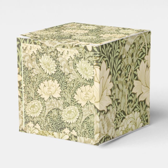 Green Floral Wm Morris Design Favour Box (Front Side)