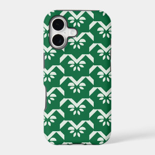 Green floral zigzag