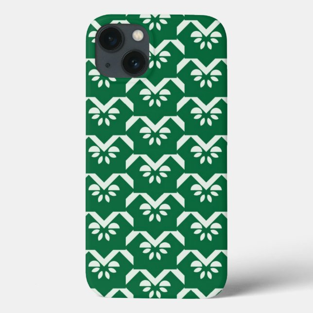 Green floral zigzag Case-Mate iPhone case (Back)