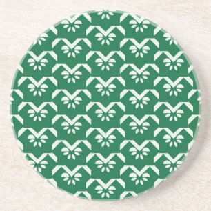 Green floral zigzag coaster