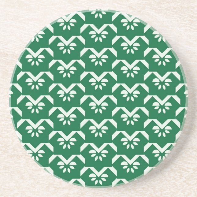 Green floral zigzag coaster (Front)