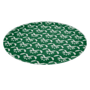 Green floral zigzag cutting board
