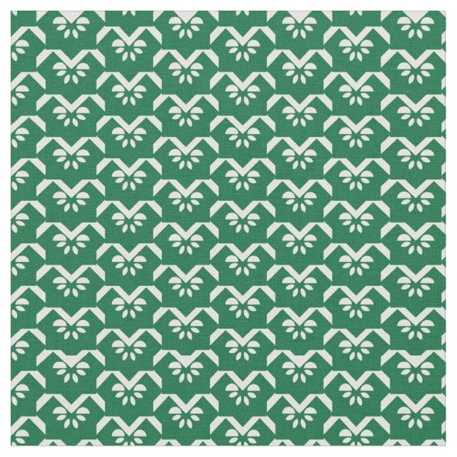 Green floral zigzag fabric (Close Up)
