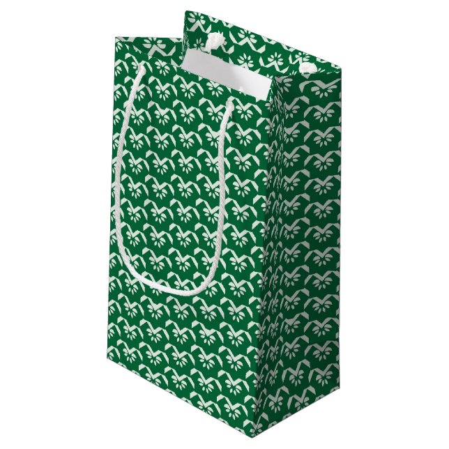 Green floral zigzag small gift bag (Back Angled)