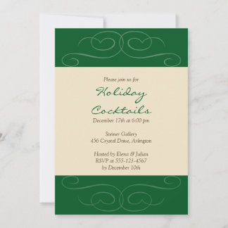Green florish custom Christmas holiday invitation