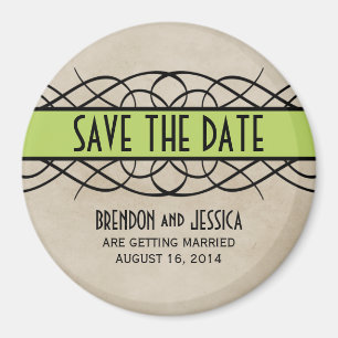 Green Flourish Border Save the Date Magnet