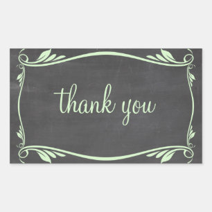 Green Flourish Chalkboard Thank You Stickers