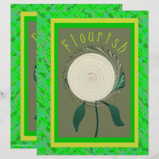 Green Flourish Flower Scrapbook Paper 2-Sided Page