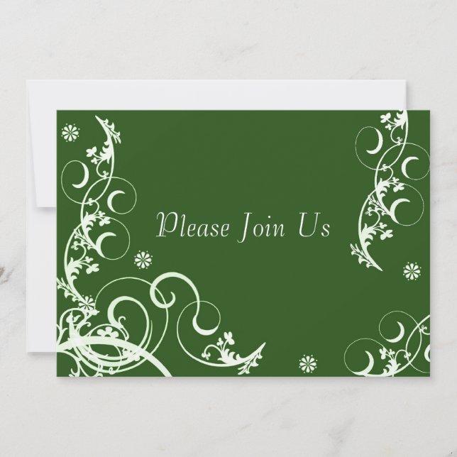 Green Flourish Wedding Invitation (Front)