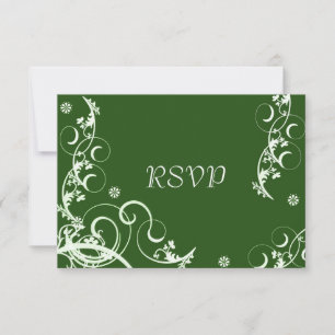 Green Flourish Wedding Reception RSVP Invitation