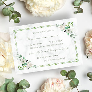 Green Flower Botanical Two Meal Choice Rsvp Card