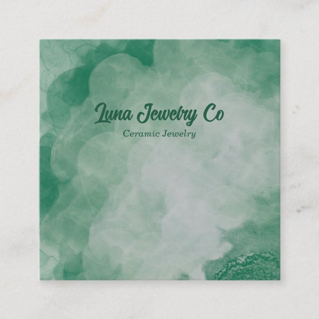 Green Flower Burst Jewelry Craft Business Card (Front)