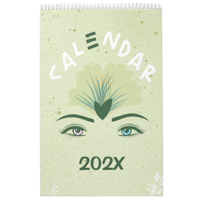 Green Flower Eyes Yearly Calendar (Cover)