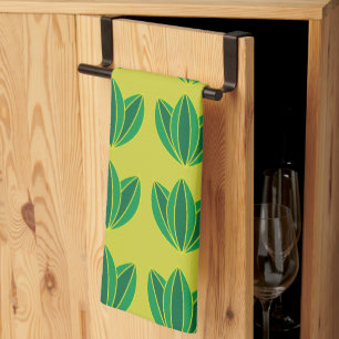 Green Flower Floral  Tea Towel