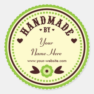 Green Flower Handmade By Personalised Stickers